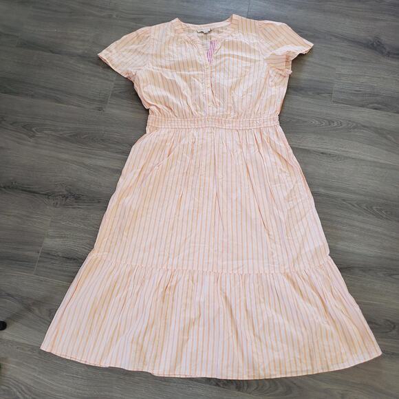 LOFT Dress Womens 2XL Striped Midi Summer Pockets Modal Casual Flowy Lightweight - Picture 2 of 11